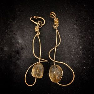Kazuko Oshima vintage citrine and gold earrings